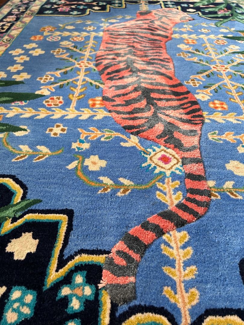 Bengal Tiger Persian Area Rug Carpet - Blue