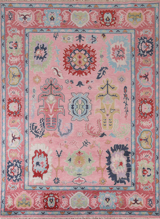 Floral Knotted Oushak Area Rug