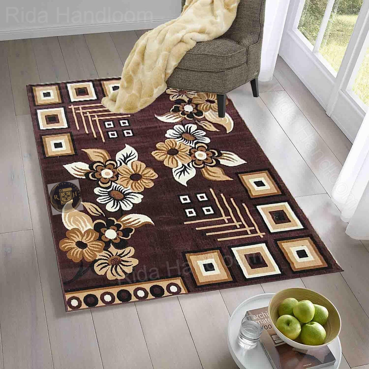 Floral Design Washable Carpet