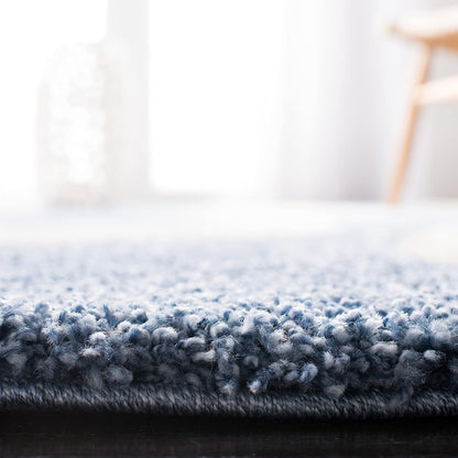 Handwoven Fluffy Shaggy - White - Blue