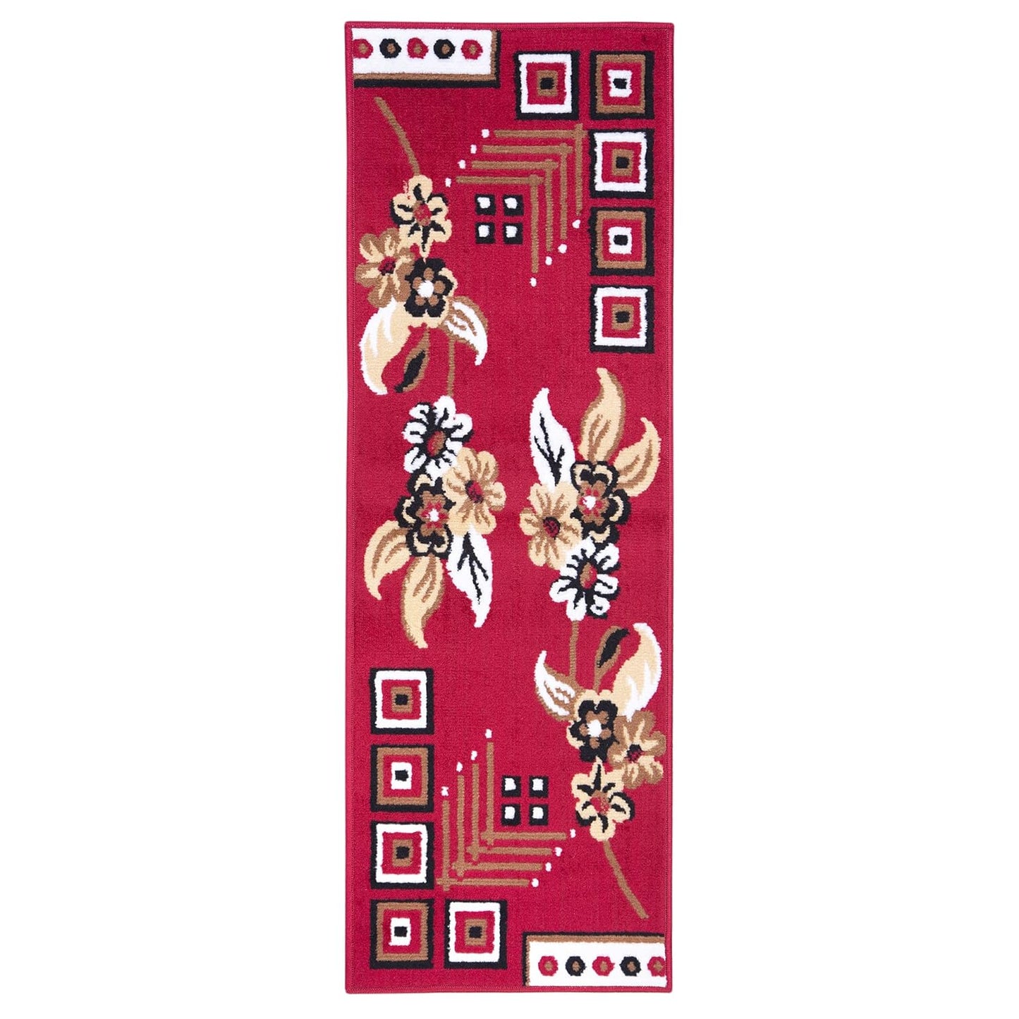 Floral Bedroom Runner - Red