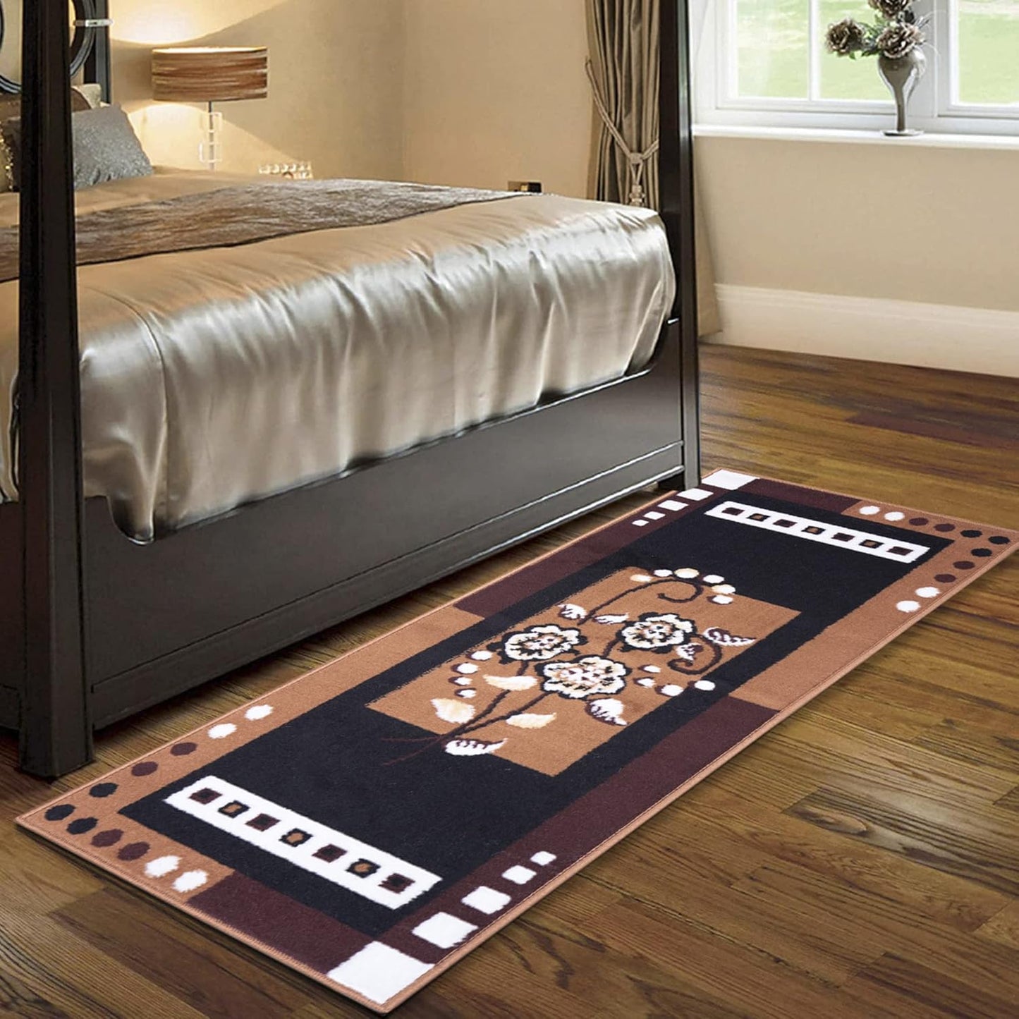 Floral Bedroom Runner - Brown