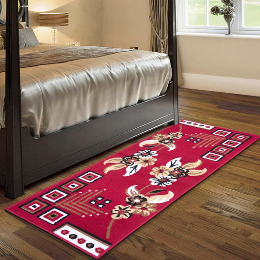 Floral Bedroom Runner - Red