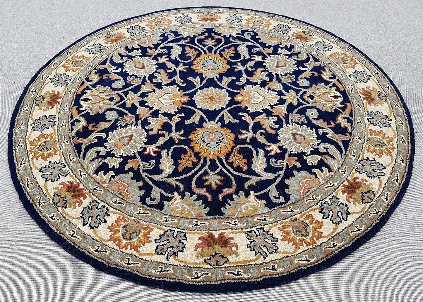 Persian Design Round Table Rug - Blue