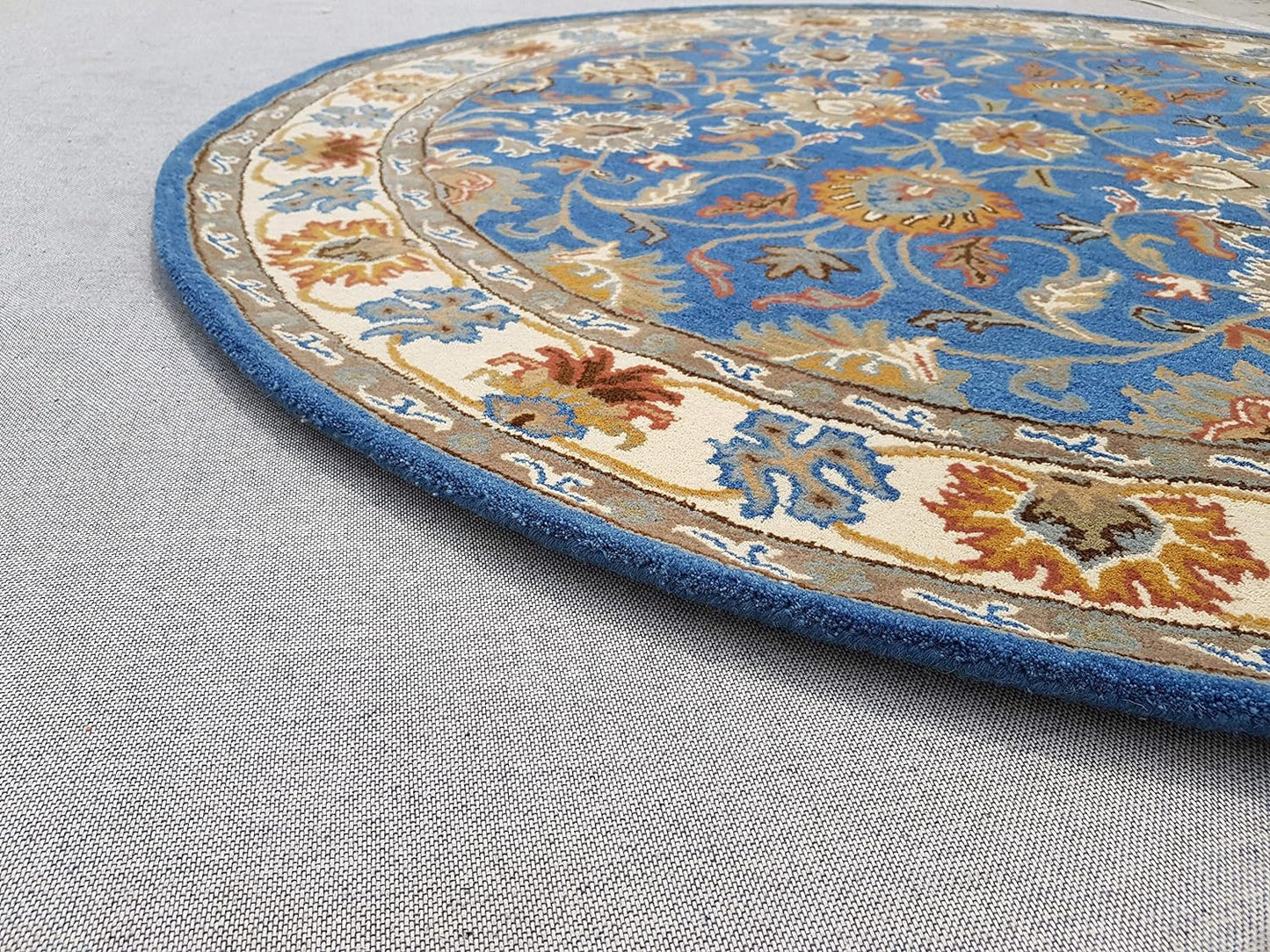 Persian Design Round Table Rug - Blue