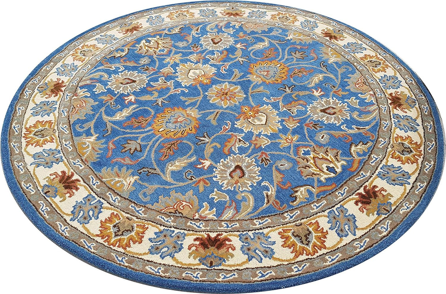 Persian Design Round Table Rug - Blue