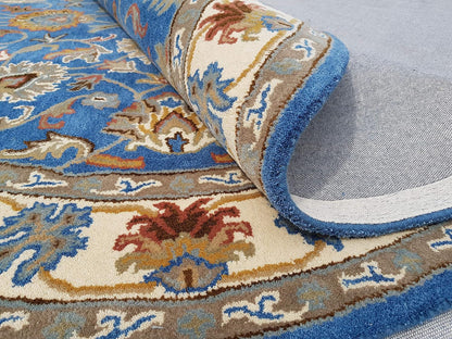 Persian Design Round Table Rug - Blue