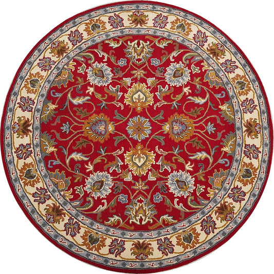 Persian Design Round Table Rug - Red