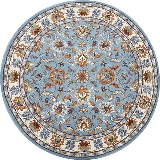 Persian Design Round Table Rug - Soft Blue