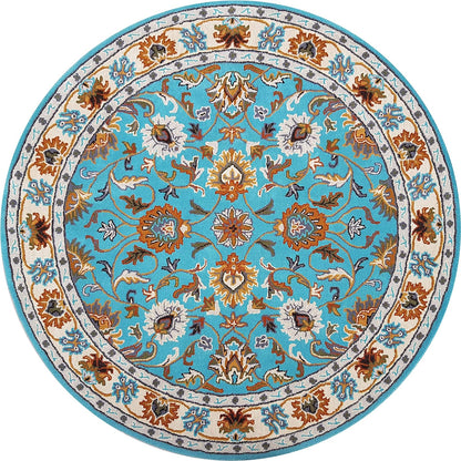 Persian Design Round Table Rug - Sky Blue