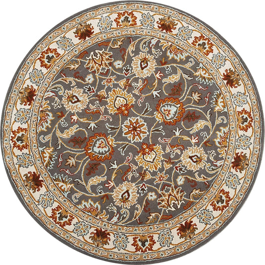 Persian Design Round Table Rug - Grey