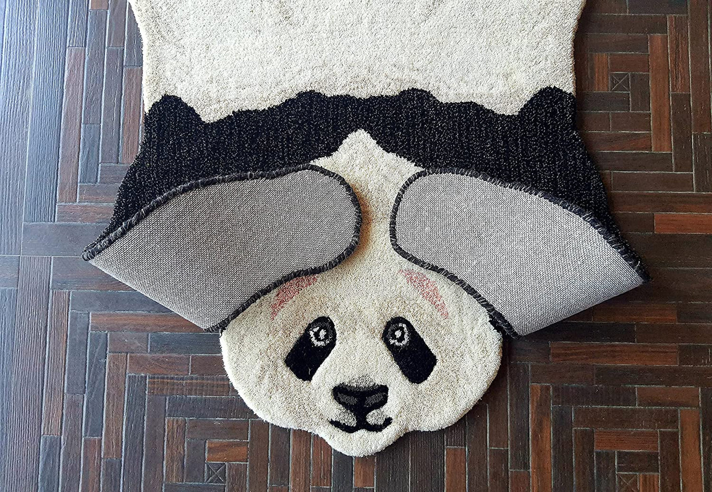 Panda Shape Hand Tufted Animal Rug - White