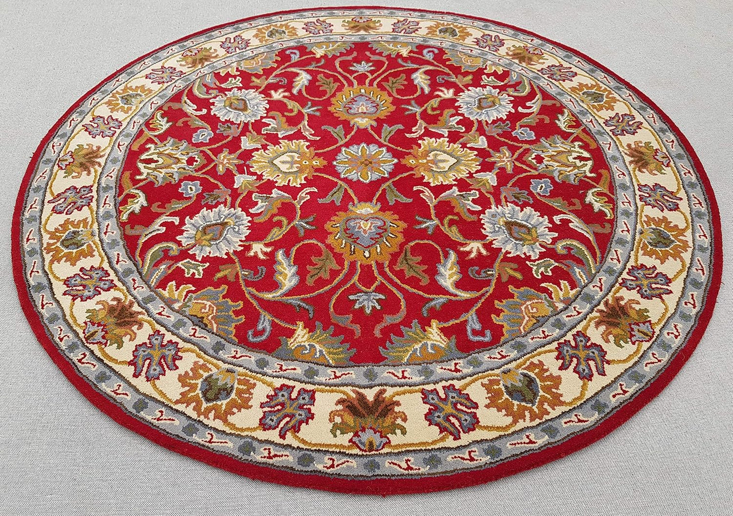 Persian Design Round Table Rug - Red