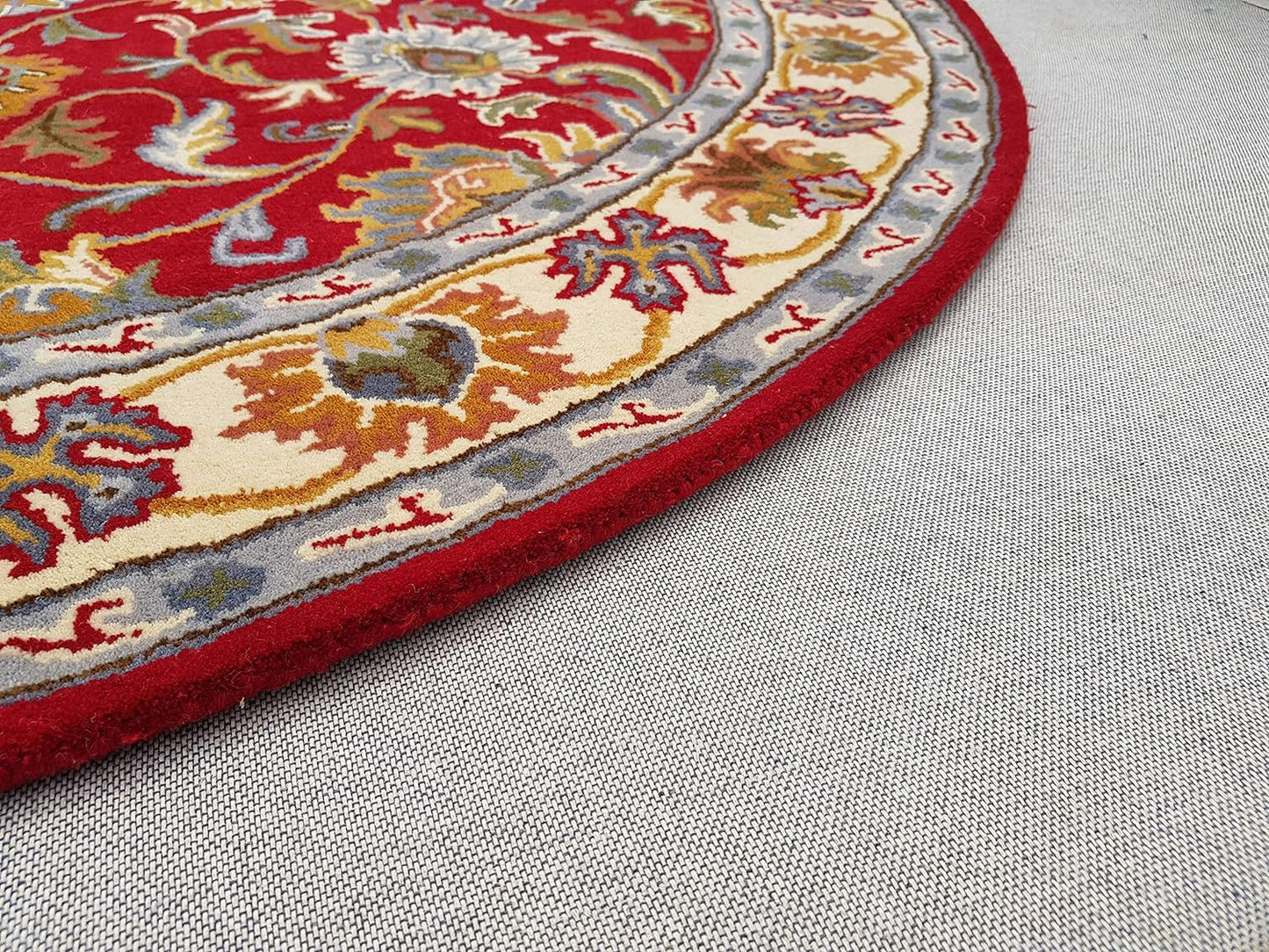 Persian Design Round Table Rug - Red