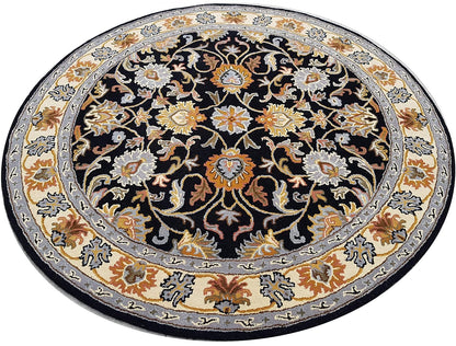 Persian Design Round Table Rug - Black