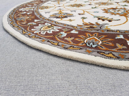 Persian Design Round Table Rug - Ivory