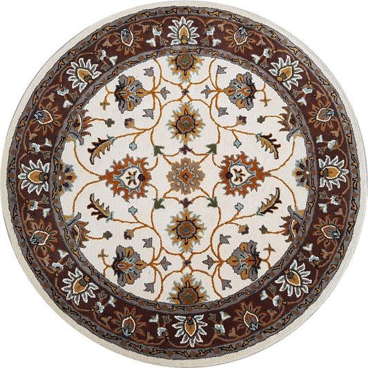 Persian Design Round Table Rug - Ivory