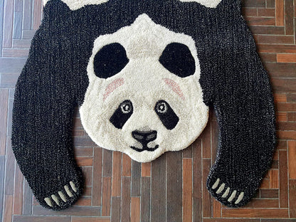 Panda Shape Hand Tufted Animal Rug - White