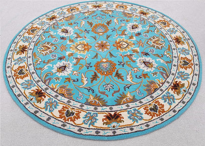 Persian Design Round Table Rug - Sky Blue