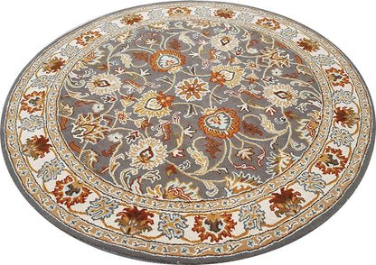 Persian Design Round Table Rug - Grey