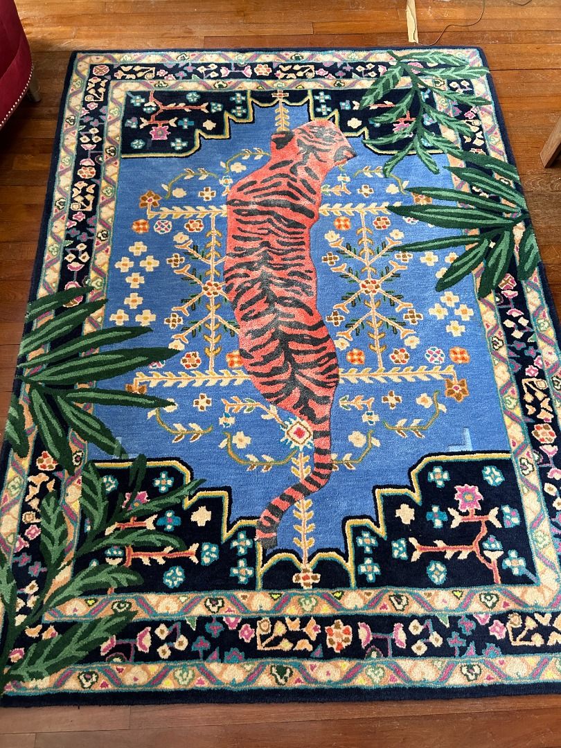 Bengal Tiger Persian Area Rug Carpet - Blue