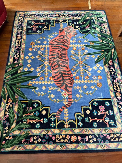 Bengal Tiger Persian Area Rug Carpet - Blue