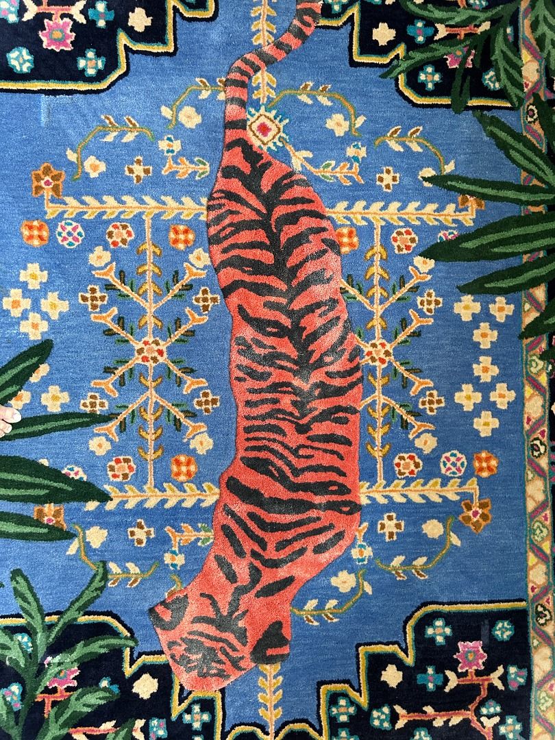 Bengal Tiger Persian Area Rug Carpet - Blue
