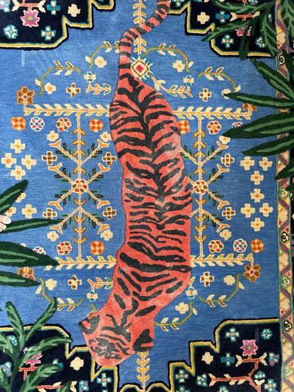 Bengal Tiger Persian Area Rug Carpet - Blue