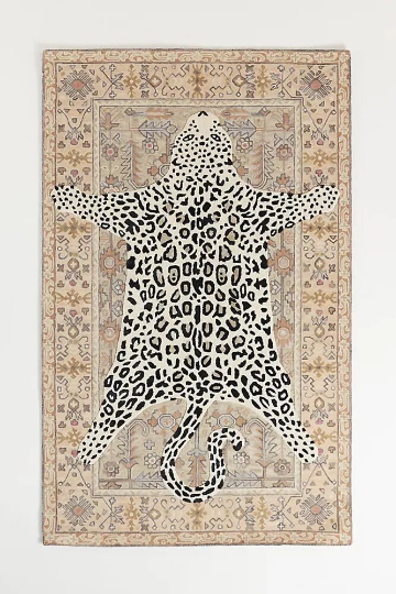 Rida Handloom Handmade Leopard Area Rug Carpet for Bedroom & Living Room - Beige