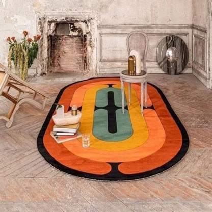 Rida Handloom Hand Tufted Oval Shape Area Rug Carpet for Dining Room - Multicolor