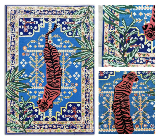 Rida Handloom Handmade Bengal Tiger Area Rug Carpet for Bedroom & Living Room - Blue