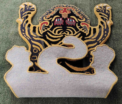 Tibetan Tiger Shape Hand Tufted Animal Rug