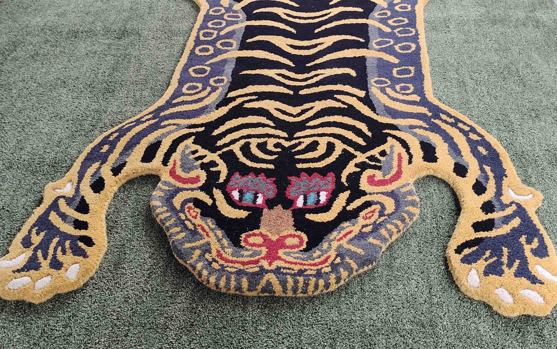 Tibetan Tiger Shape Hand Tufted Animal Rug