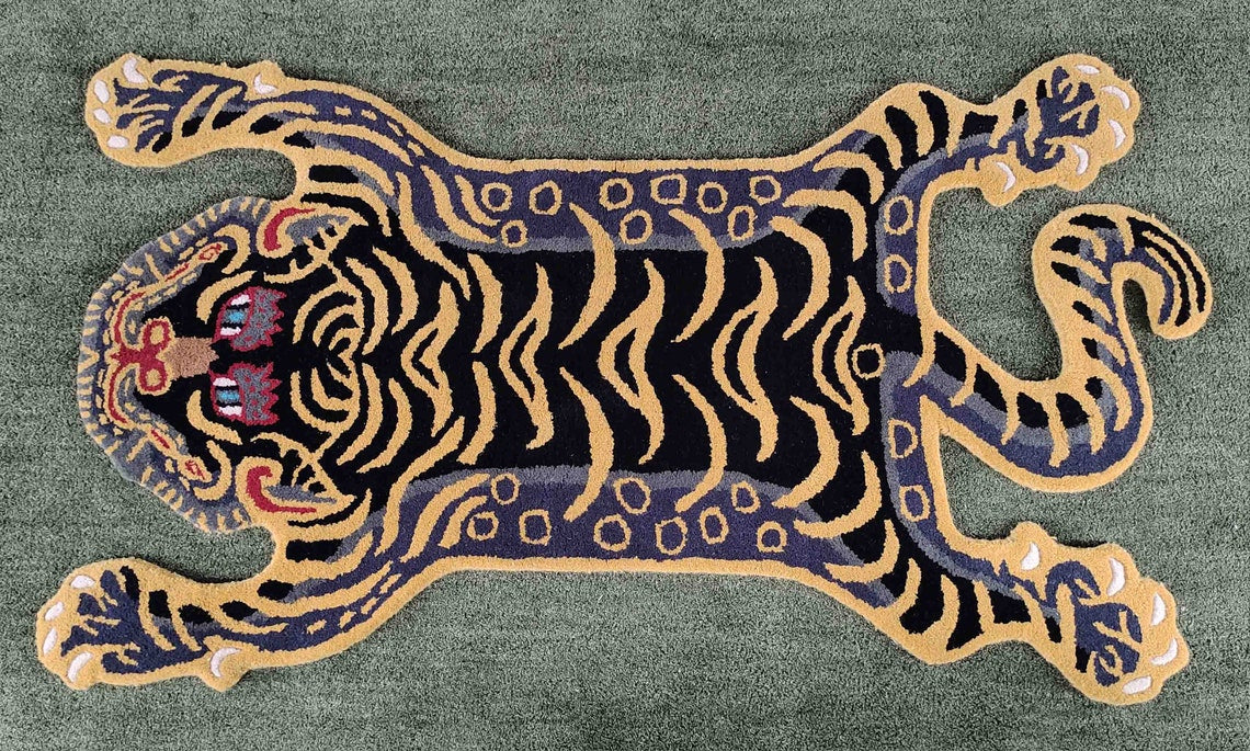 Tibetan Tiger Shape Hand Tufted Animal Rug