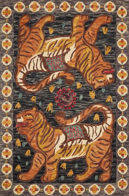 Rida Handloom Handmade Tibetan Tiger Area Rug Carpet for Bedroom & Living Room - Gold