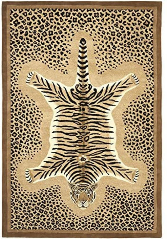 Rida Handloom Handmade Tiger Area Rug Carpet for Bedroom & Living Room