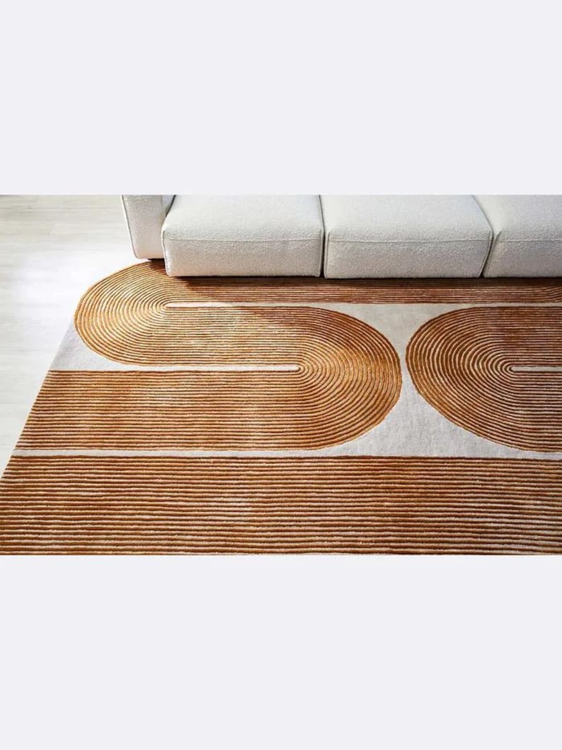 Rida Handloom Handmade Modern Area Rug Carpet for Bedroom & Living Room - Gold