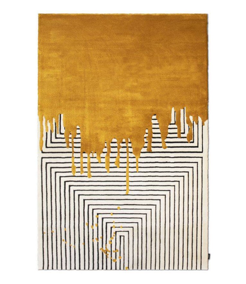 Rida Handloom Handmade Melted Modern Area Rug Carpet for Bedroom & Living Room - Gold