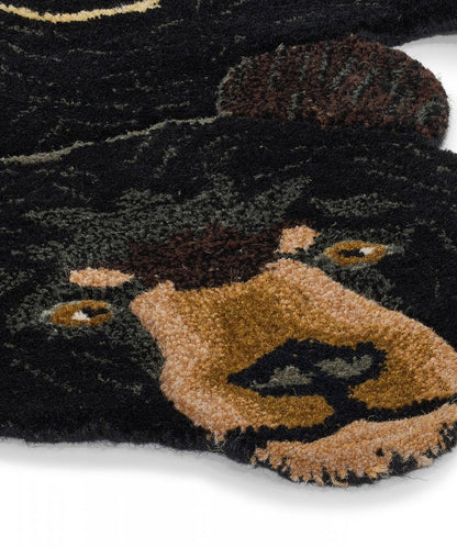 Aztec Bear Shape Hand Tufted Animal Rug - Black