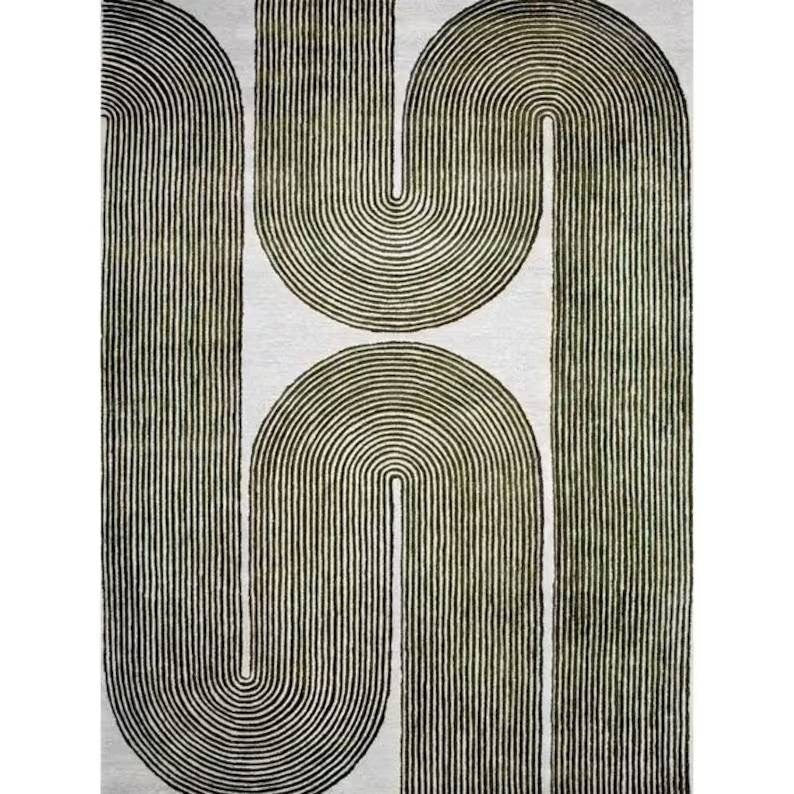 Rida Handloom Handmade Modern Area Rug Carpet for Bedroom & Living Room - Green