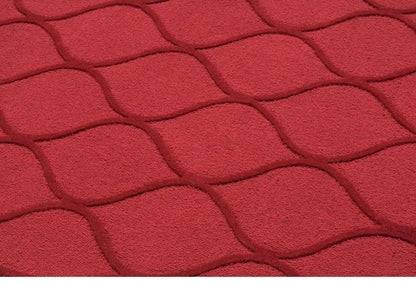 Modern Look Red Colored Stem Rug 100% Woolen Hand Tufted Carpet