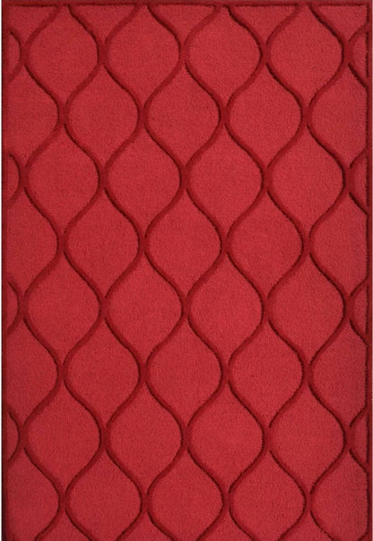 Modern Look Red Colored Stem Rug 100% Woolen Hand Tufted Carpet