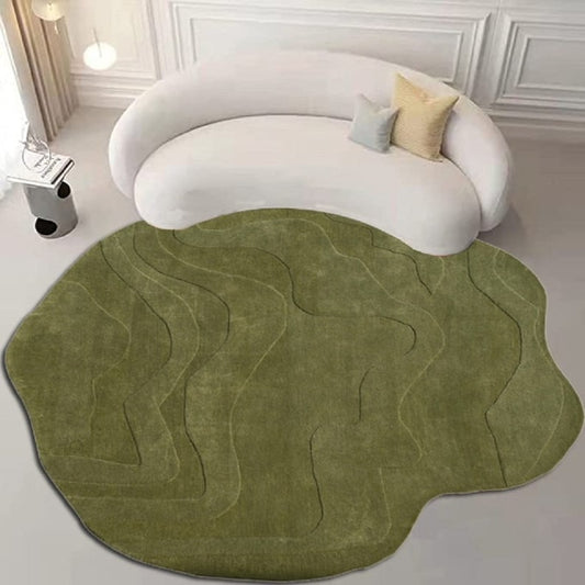 Irregular Shape Hand Tufted Unique Modern Abstract Woolen Area Rugs - Green