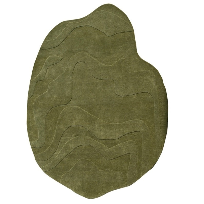 Irregular Shape Hand Tufted Unique Modern Abstract Woolen Area Rugs - Green