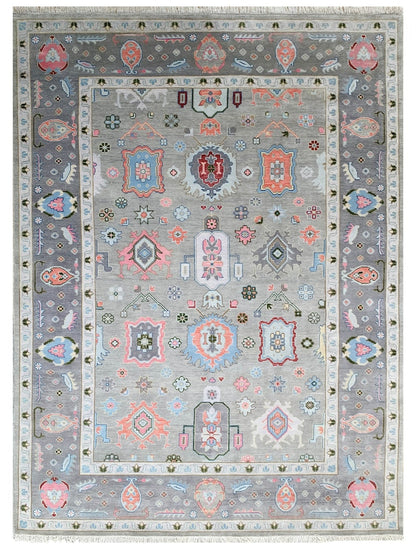 Floral Knotted Oushak Area Rug