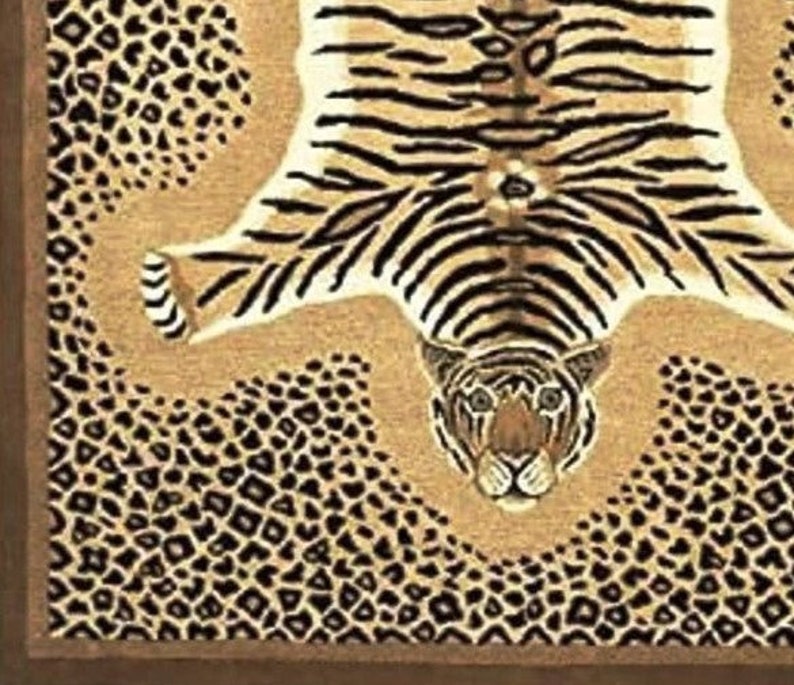 Rida Handloom Handmade Tiger Area Rug Carpet for Bedroom & Living Room