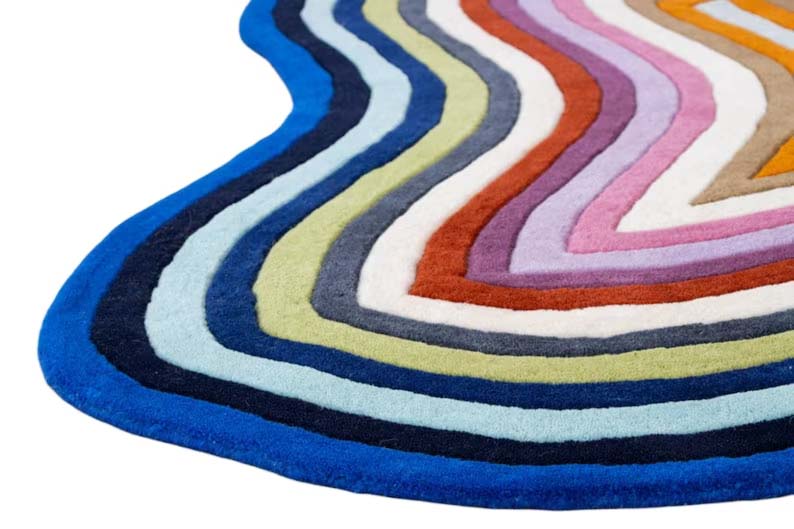 Modern Abstract Odd Shape 100% New Zealand Wool Hand Tufted Area Rug - Multicolor