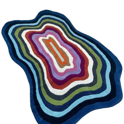 Modern Abstract Odd Shape 100% New Zealand Wool Hand Tufted Area Rug - Multicolor