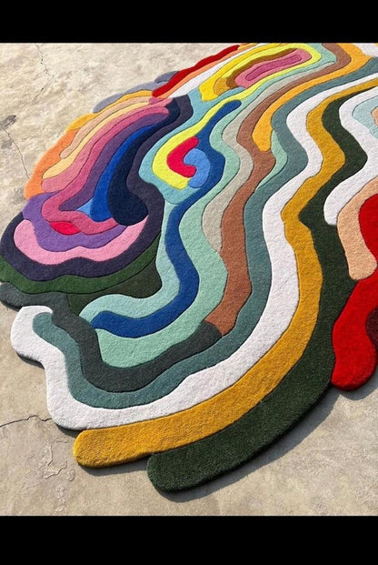 Multicolor Irregular Shape Melting Area Rug for Bedroom, Living Room and Kids Room