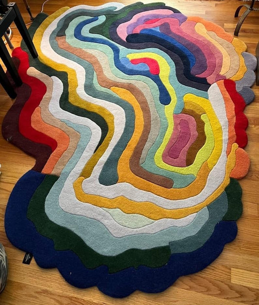 Multicolor Irregular Shape Melting Area Rug for Bedroom, Living Room and Kids Room